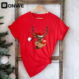 Hat Family Red Printed T-shirts Mom and Me Santa