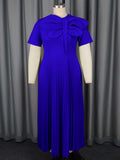 Fongt Elegant Waist-To-Threate Dress Rose-Red Large Bow Elegant Evening Dress Plus