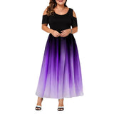 Fongt New Wish Body-To-Body Sexy Gradient Showy Shoulder Size Women's Dress