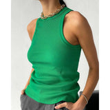 Fongt New Slim Rib Sleeveless T-Shirt Jacket Female Short Sexy Slim