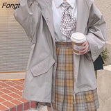 Black Jacket Loose Autumn Zipper Tops Kahaki Coat Women Casual Oversize Tracksuit Hoody Female Funny Harajuku Basic