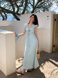 Fongt Xixi 13 Lines 2025 Summer New Elegant Temperament Lotus Leaf Side High Waist Thin Joint Dress 88292
