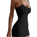 Fongt Summer New Ladies Dress Simple Design Club Hanging Neck Sexy Waist Slimed Body
