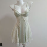Fongt New French Romantic Smooth And Tective With Chest Mat Yarn Sexy Back-To-Back Pyjamas High-Sensing Pure Wind Sling