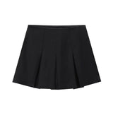 Fongt Women's New 2025 Casual High-Rise Thin Wide Folding Pure-Colored Skirt
