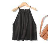 Spring Style Elegant Holiday Style Sling Sleeveless Shirt-Outfit