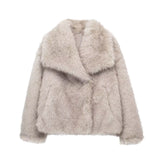 Fongt Women's Winter Fashion Temperament Style Wind Artificial Fur Coat D69352