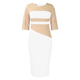 Fongt Plus-Size Women's Clothing 2025 Spring New Fashion Temperament OL Five-Sleeve Bagted Hip Dress