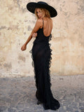 Chiffon Maxi Dresses for Women 2023 Backlesss Split Sexy Porm Dress Red Long Summer Wedding Party Dress Elegant