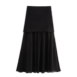 Fongt Women's ZA New Multi-Color Button Knitted Vest Vest Half-Skirt Set