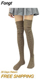 Long Socks Female Lingerie Knitted Thigh High Socks Harajuku Sexy Compression Stockings for Women Autumn Winter