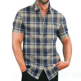 Fongt Lattice Men's Shirt 2025 New Wish Short Sleeve Cardigan Station European Code