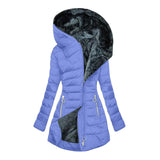 Fongt Wool Collar Zipper Long Sleeves To Keep Warm Hooded Coat Coat Cotton Women MG502