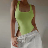 Fongt Style 2023 Summer Women's Solid Color Slim U-Neck Sleeveless Vest