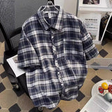Fongt Short-Sleeved Shirt Men's Summer Retro Casual Five-Sleeve Shirt High Street Tide Coat