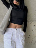 Wrinkled Hooded Long Sleeve Crop