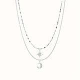 Double layer Sun & Moon Necklace-Outfit