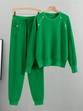 Sweater Pullover 2 Piece Sets Women Casual Knitwear Jumper Outfits Korean Knit Jogger Pants Suits Sweatpants