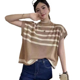 Fongt Striped Blouse Summer New Campus Style Design Small Relaxed Leisure Wind Shoulder Dress