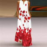 Retro Printed Digital Printing Long Collar Sleeveless Pocket Summer Sexy