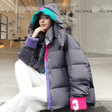 The New 2023 Winter Korean Version Of Loose Bread Clothing With Color Thickened Cotton-Padded Jacket-Outfit