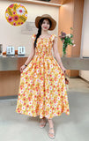 Wind First Love Sweet Broken Flower Halter Skirt Summer High Waist Thin Printed A Dress Elegant Long Dress Woman-Outfit
