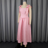 Fongt Women's Elegant Bow Dress T-Shirts With High-Waist A Party Evening Dress Party Dresses