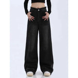 Vintage Dark Wash Patchwork Wide Leg Jeans-Outfit