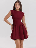 Short Sleeve Backless Mini Dress-Outfit