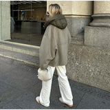 Removable Puffer Hoddie Patchwork Zipper Jacket-Outfit