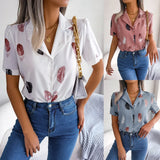 Fongt Spring And Summer Temperament Suit Collar Feather Loose Short-Sleeved Shirt Women's Clothing