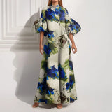 Fongt 2024 New Women's Wear Temperament Loose Printing And Painted Women's Large Swing Bubble Sleeve