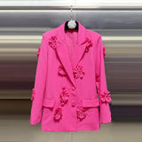 Fongt Chic Personality Suit 2025 Autumn New Heavy Industry Splicing Flowers Decoration Suit Jacket Woman