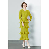 Fongt Folded Dress Woman 2025 New Design Feel Fat Mm Fashion Temperament Reduction Cake Skirt