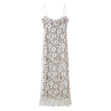 Fongt Women's Sleeveless Ribbon Design Suspension Dresses For Lace