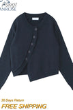 Cardigan Sweaters For Women Irregular Solid Loose O-Neck Korean Vintage Long-Sleeved Female Knit Cardigans Coat
