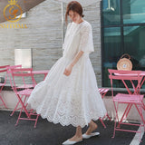 2022 New Hollow Out Lace Dress Summer Elegant Beach Dress Female With Spaghetti Strap Vest +Summer Dresses Two Piece