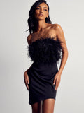 High-End Women's Sexy Dew Backpack Ass Skirt High-End Temperament Ostrich Hairy