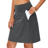 Solid Color Medium Waist Skirt Golf Skirt Sports Tennis Yoga Five-Point Skirt Trousers-Outfit