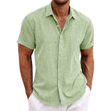 Fongt Men's Linen Short-Sleeved T-Shirts For Free-Fitting Sweatshirts For Men's Short-Sleeved Cotton Shirts Beach Plus-Size Men's Short-Sleeved