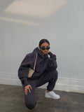 Basic Solid Hooded Tracksuit Set-Outfit