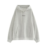 Letter Embroidery Baggy Hoodie-Outfit