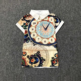Summer New Floral Short Sleeve Vintage Blouse Turn Down Collar Shirt Blusas Feminino Ladies Blouses Womens