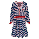 Fongt New 2025 French Temperament Famous Wind Fragrant Lattice Knitted A Word High-End Feel Dress