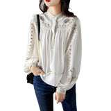 Fongt And Autumn 2025 New Fashion Print Shirt Women's Collar Bohemian Loose Gas Blouse