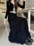 Fairy Lace Patchwork Maxi Skirt-Outfit
