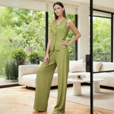 Fongt And Summer Women's Fashion Button Trousers Casual Two-Piece Set Of Women