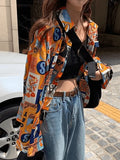 Vintage Mixed Print Long Sleeve Blouse-Outfit