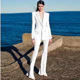 Fongt Star Professional Fashion Fashion A Buckle Button Long Suit + Horn Pants Set Two Sets
