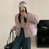 Baseball Collar 90 White Duck Down Down Jacket Women's Short 2024 Winter Fashion Knit Stitching Puffs Feel Bread Clothes Tide-Outfit